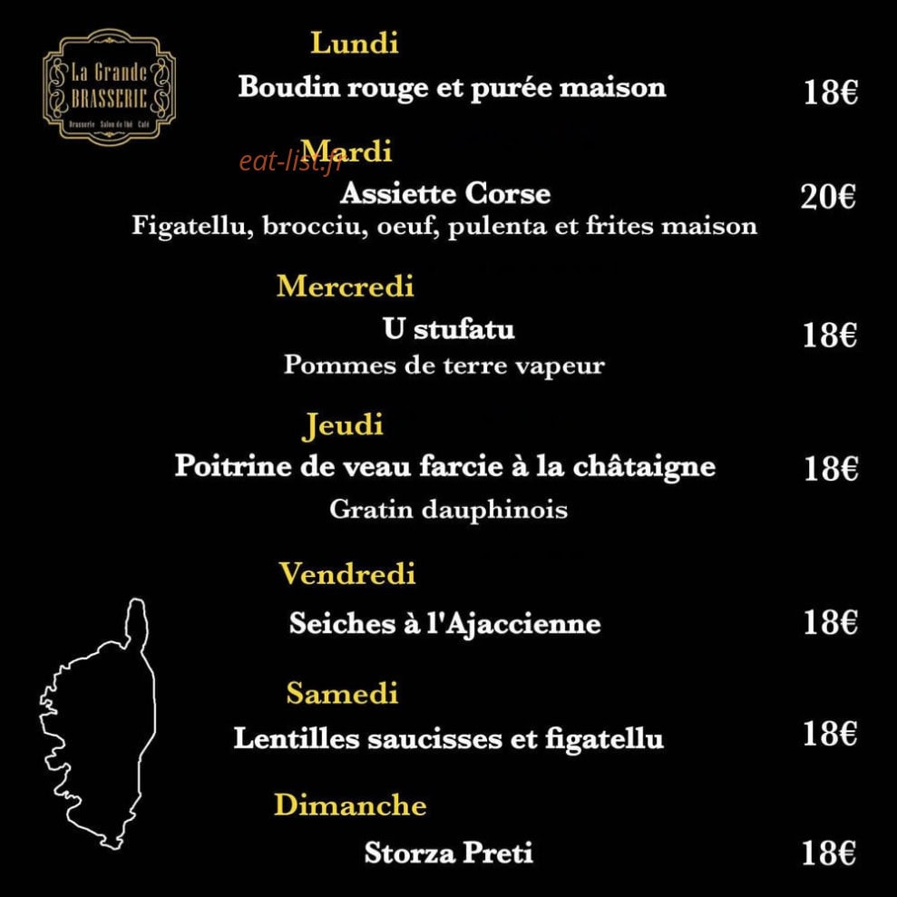 La Grande Brasserie — carte page 1