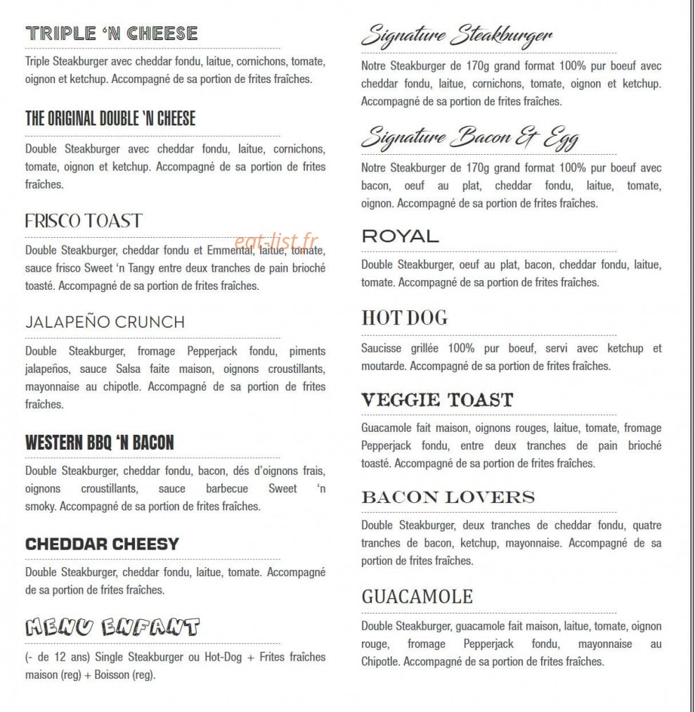 Steak 'n Shake — carte page 2