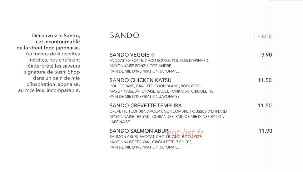 Sushi Shop — carte page 15