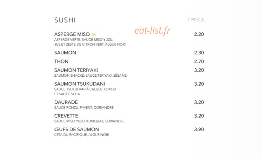 Sushi Shop — carte page 19