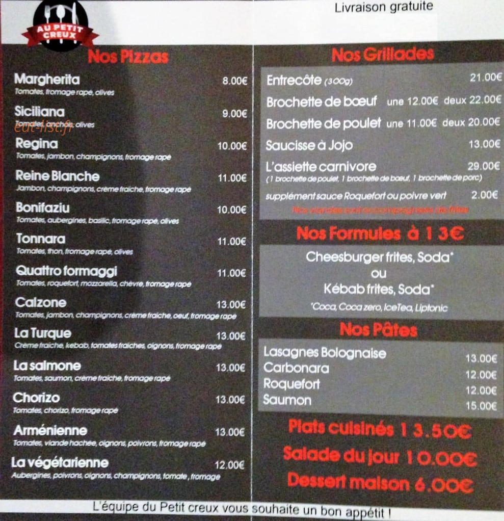 Au petit creux — carte page 1