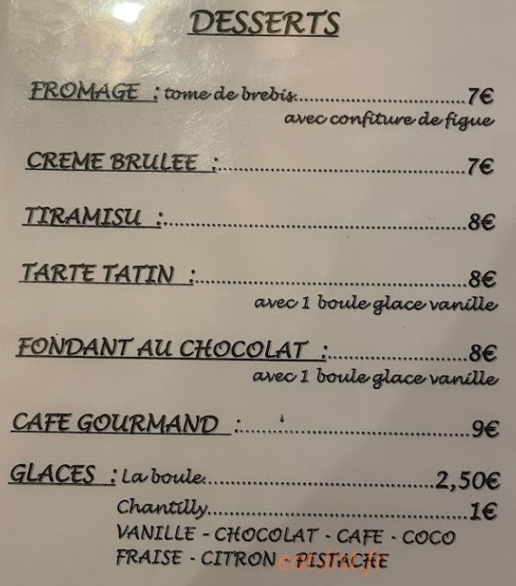 Chez Francis — carte page 4