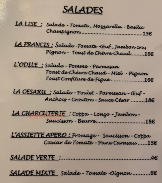Chez Francis — carte page 3
