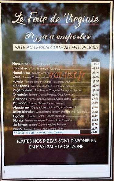 Le Four de Virginie — carte page 1