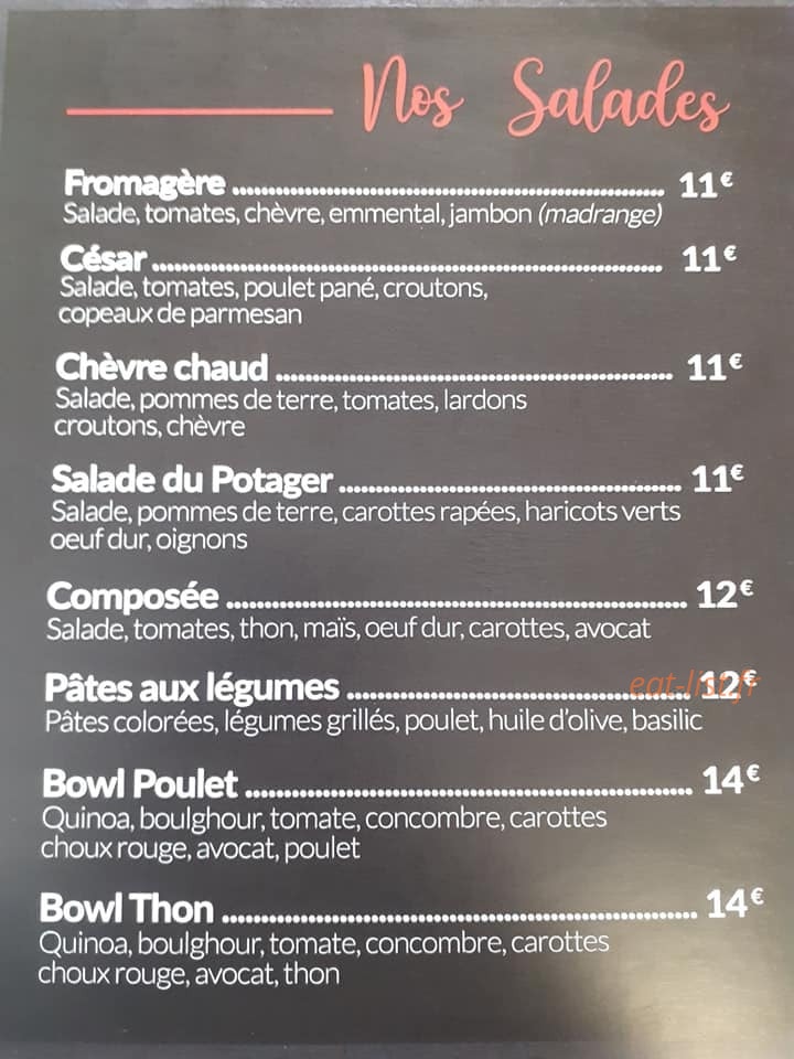 A Cafeteria — carte page 1