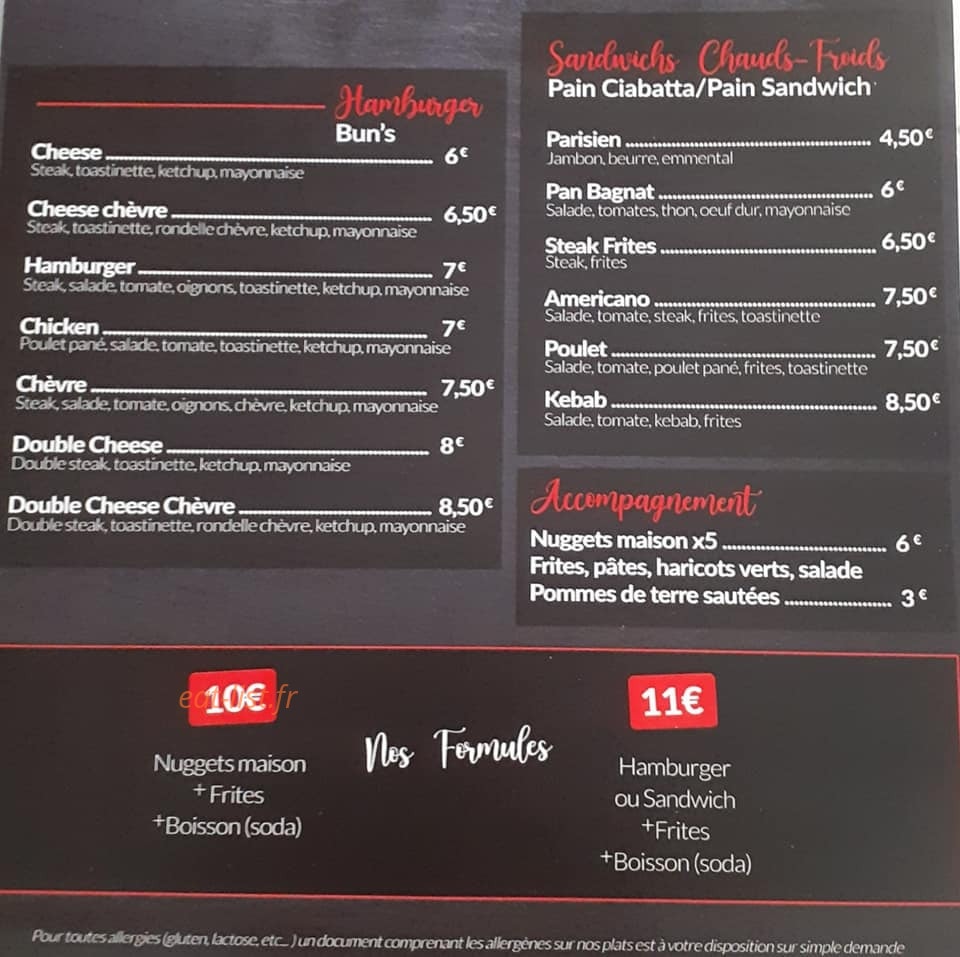 A Cafeteria — carte page 3