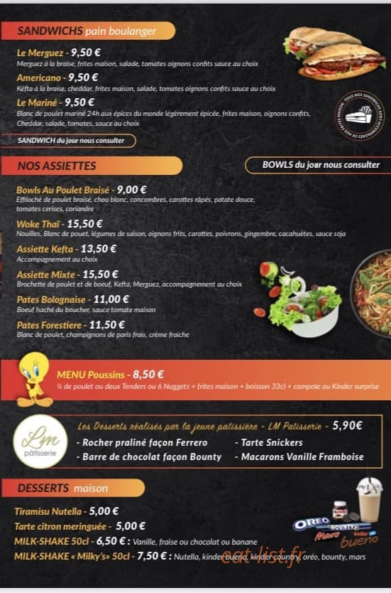 Au Poulet Braisé — carte page 2