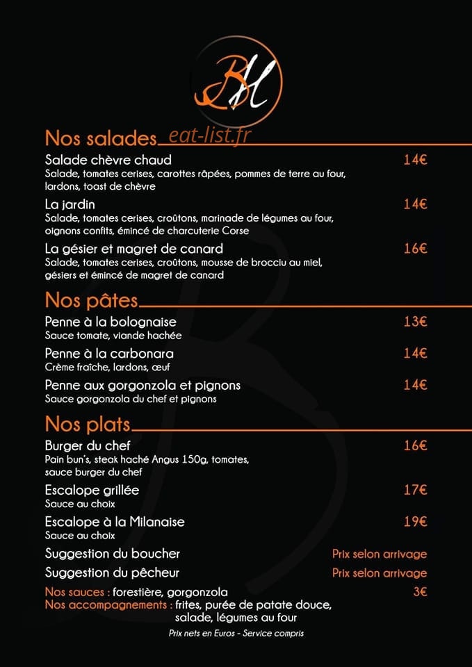 Brasserie de l'Hôpital — carte page 1