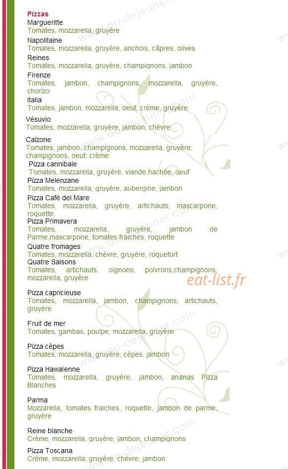 Cafe Del Mare — carte page 2