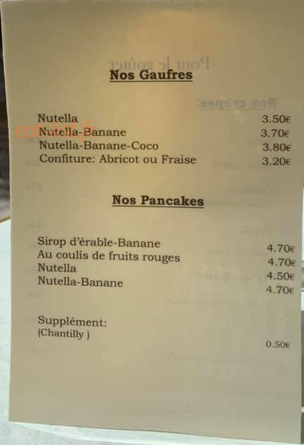 Café des Intimes — carte page 1