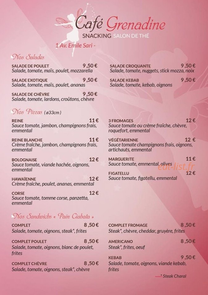Café Grenadine — carte page 1