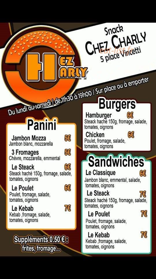 Chez Charly — carte page 1