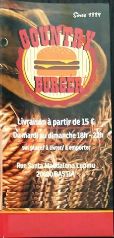 Country Burger — carte page 1