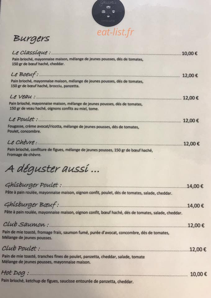 Ghisoni's — carte page 1