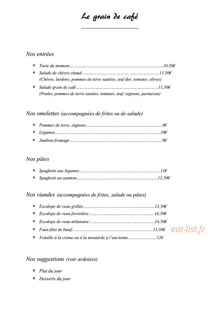 Grain de Café — carte page 1