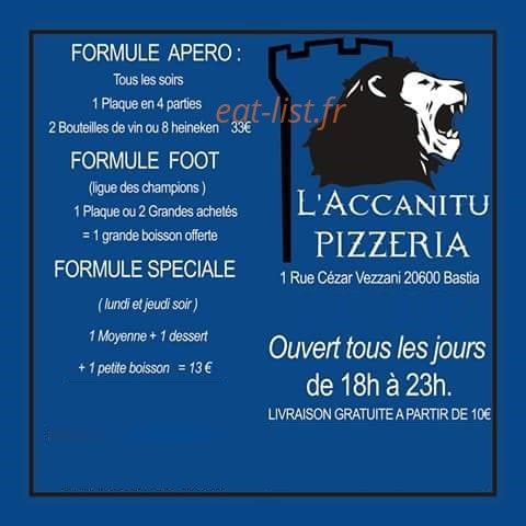 L'accanitu Pizzeria — carte page 1