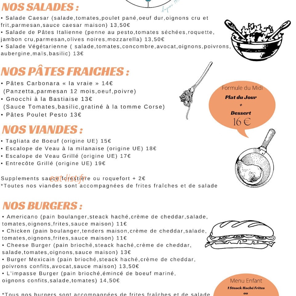 L’impasse cafe — carte page 1