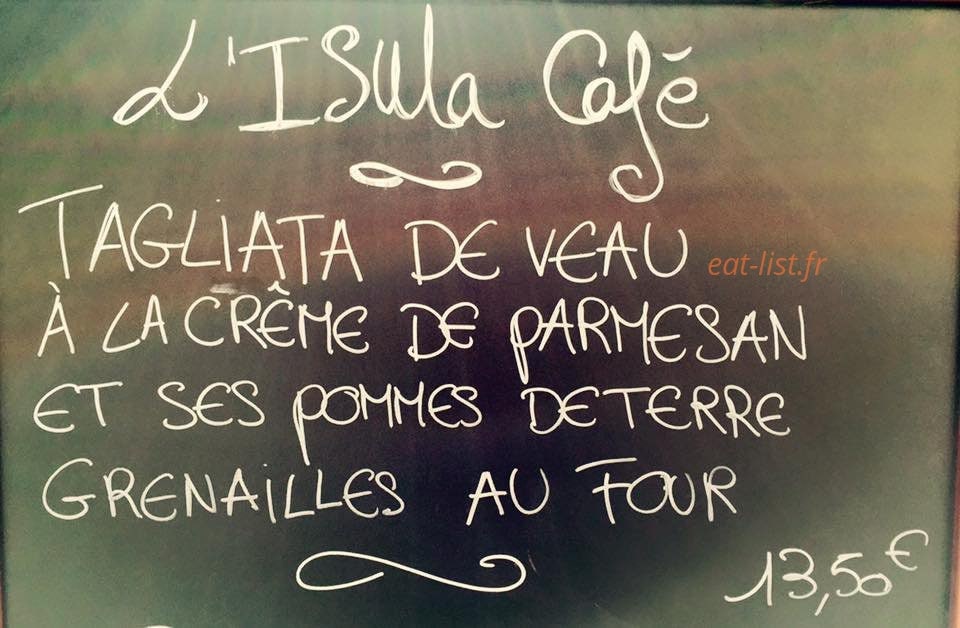 L'isula Café — carte page 1