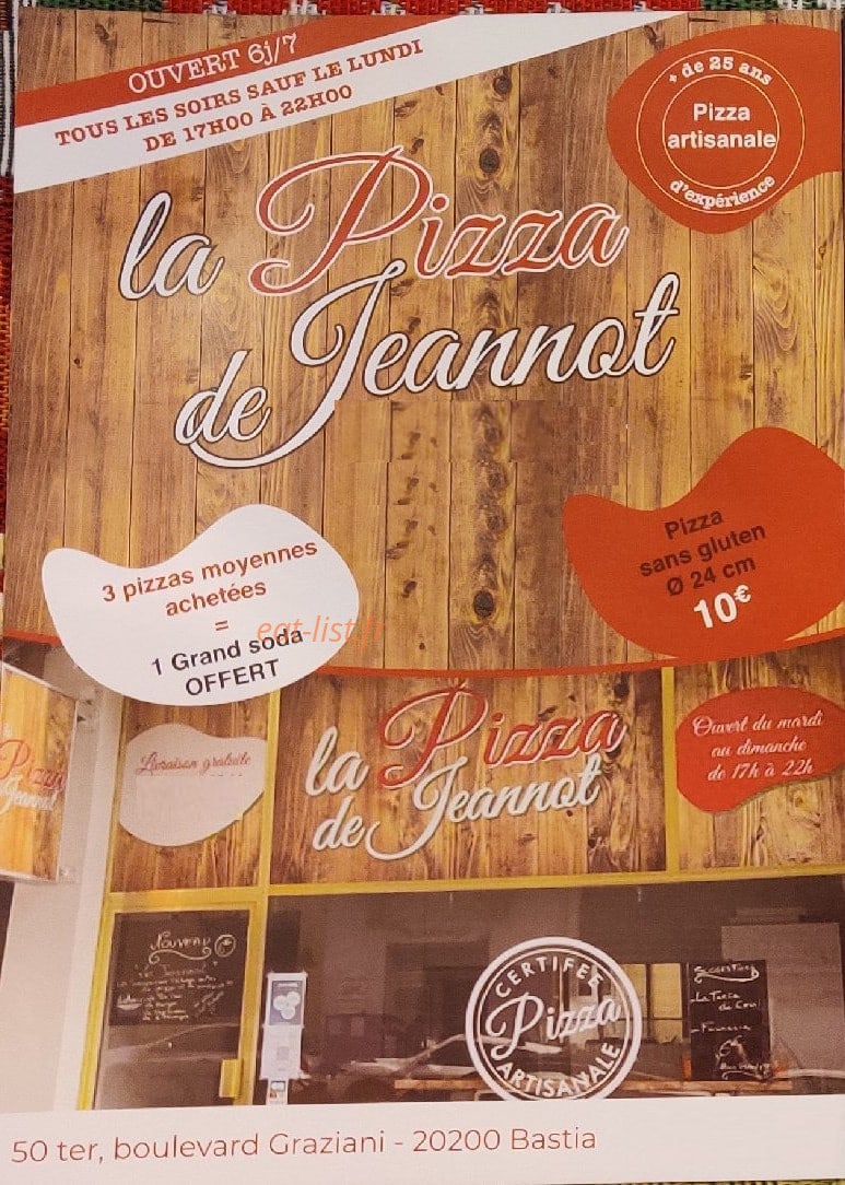 La pizza de Jeannot — carte page 1