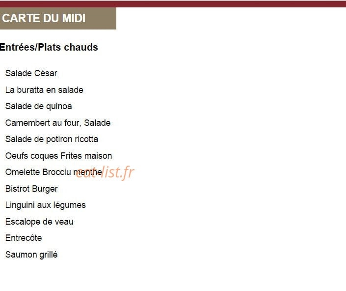 Le Bistrot Du Marché — carte page 1