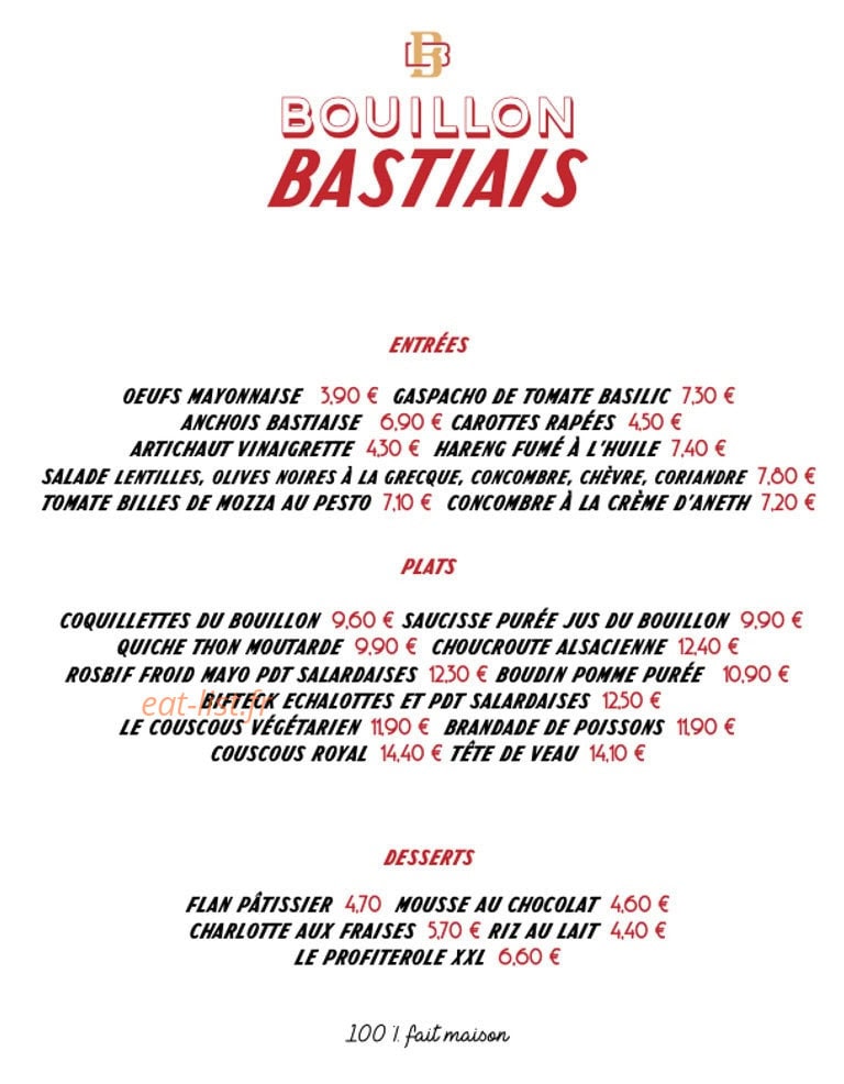 Le Bouillon — carte page 1