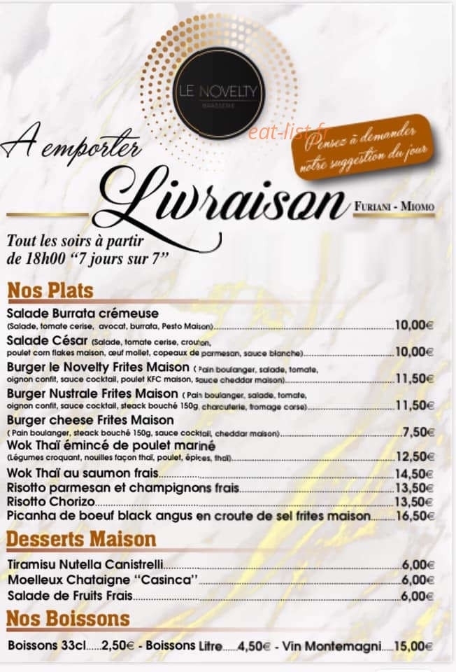 Le Novelty à Bastia - menu et photos