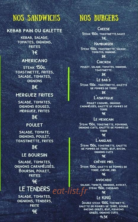 Le snack king — carte page 3
