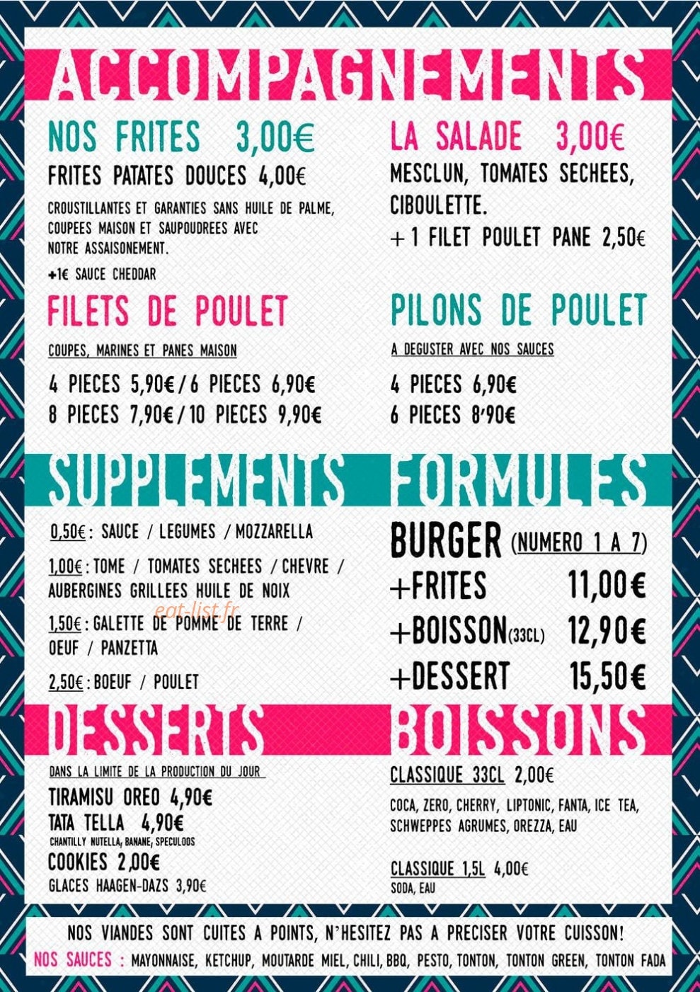 Les Tontons Burger — carte page 2