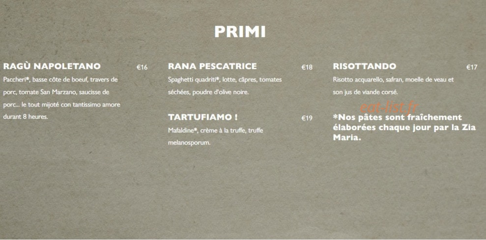 Mamma mia trattoria — carte page 2
