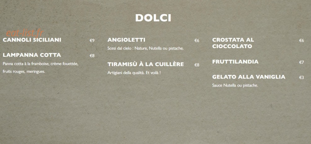 Mamma mia trattoria — carte page 5
