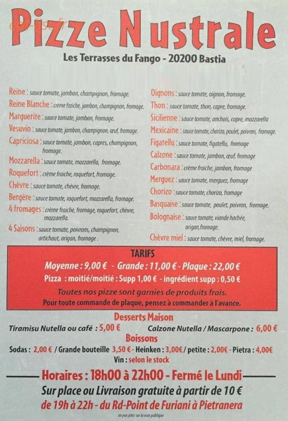 Pizze nustrale — carte page 1