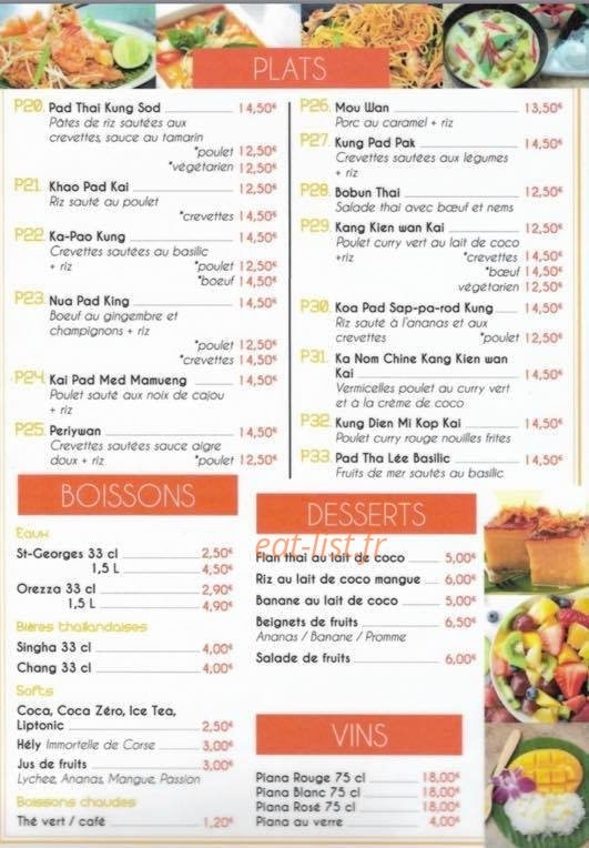 Thaï House — carte page 2
