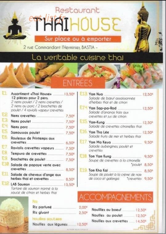 Thaï House — carte page 1