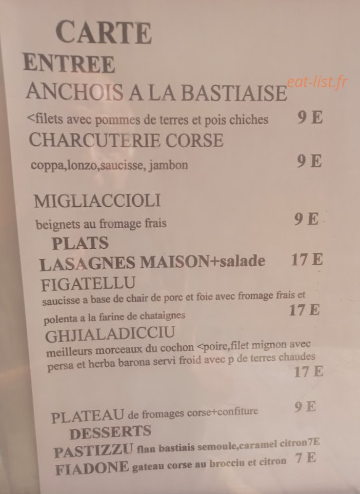U Paisanu — carte page 1