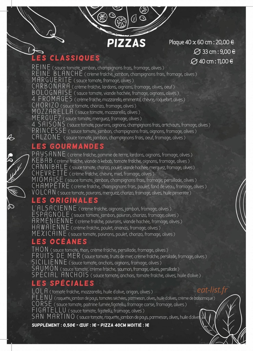 Pizza San Martino — carte page 1