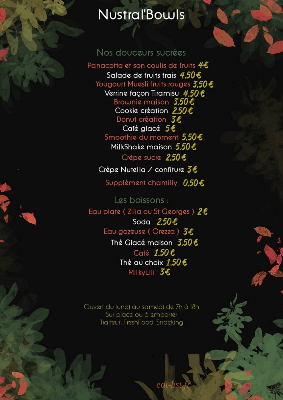 Nustral'Bowls — carte page 2