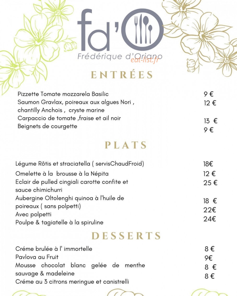 I Piattini de Frédérique — carte page 1