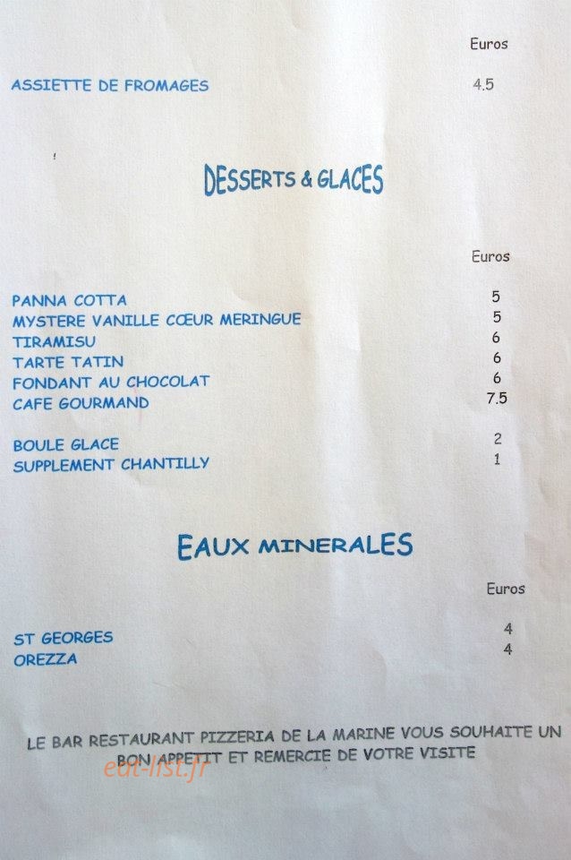 Pizzeria de la Marine — carte page 5