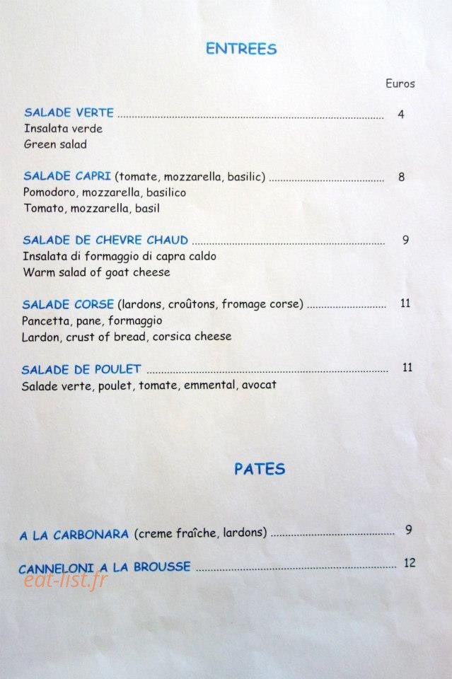 Pizzeria de la Marine — carte page 3