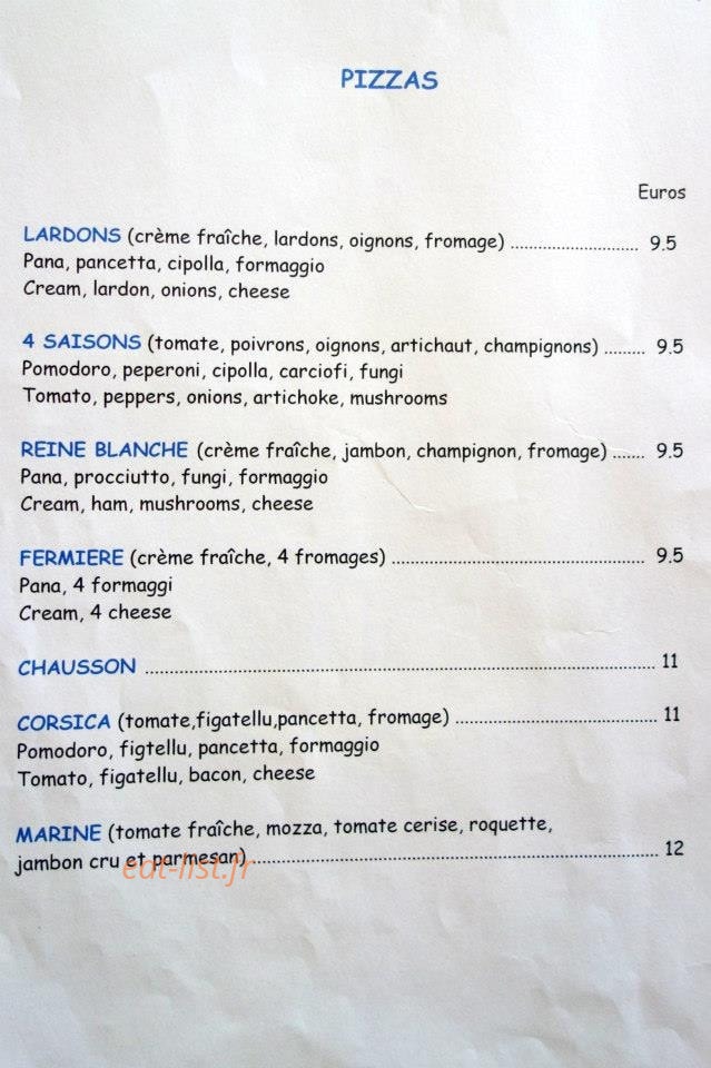 Pizzeria de la Marine — carte page 2