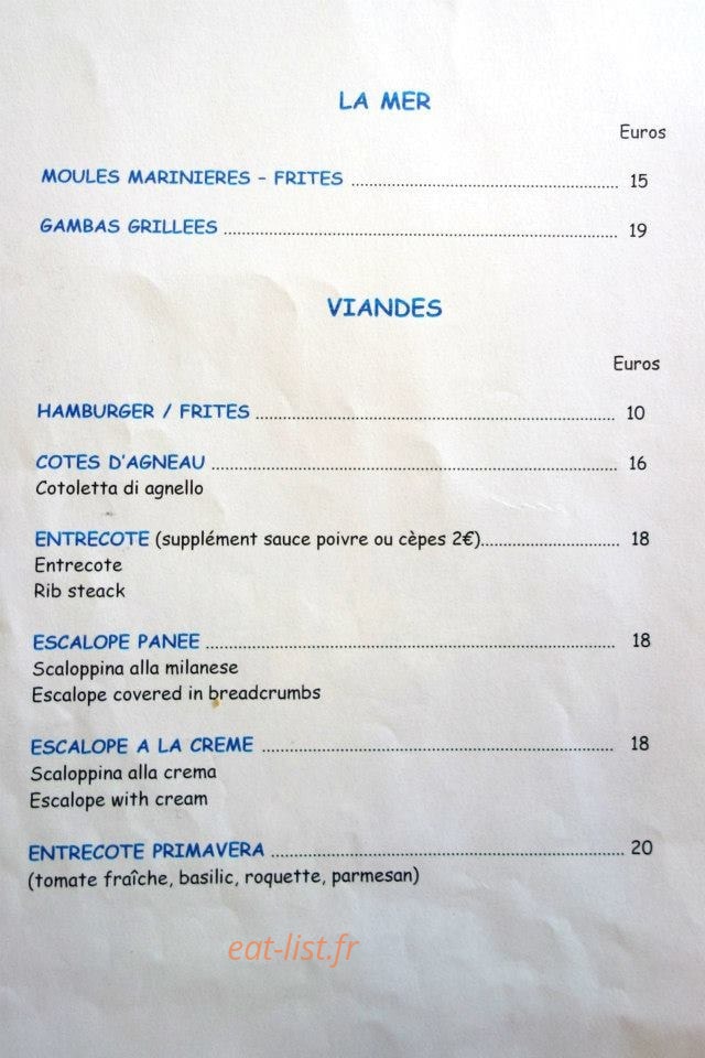 Pizzeria de la Marine — carte page 4
