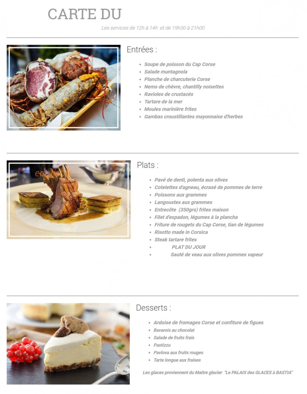 Restaurant Morganti — carte page 1