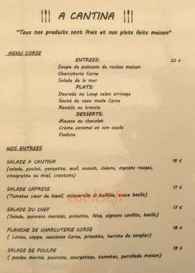 A Cantina — carte page 1