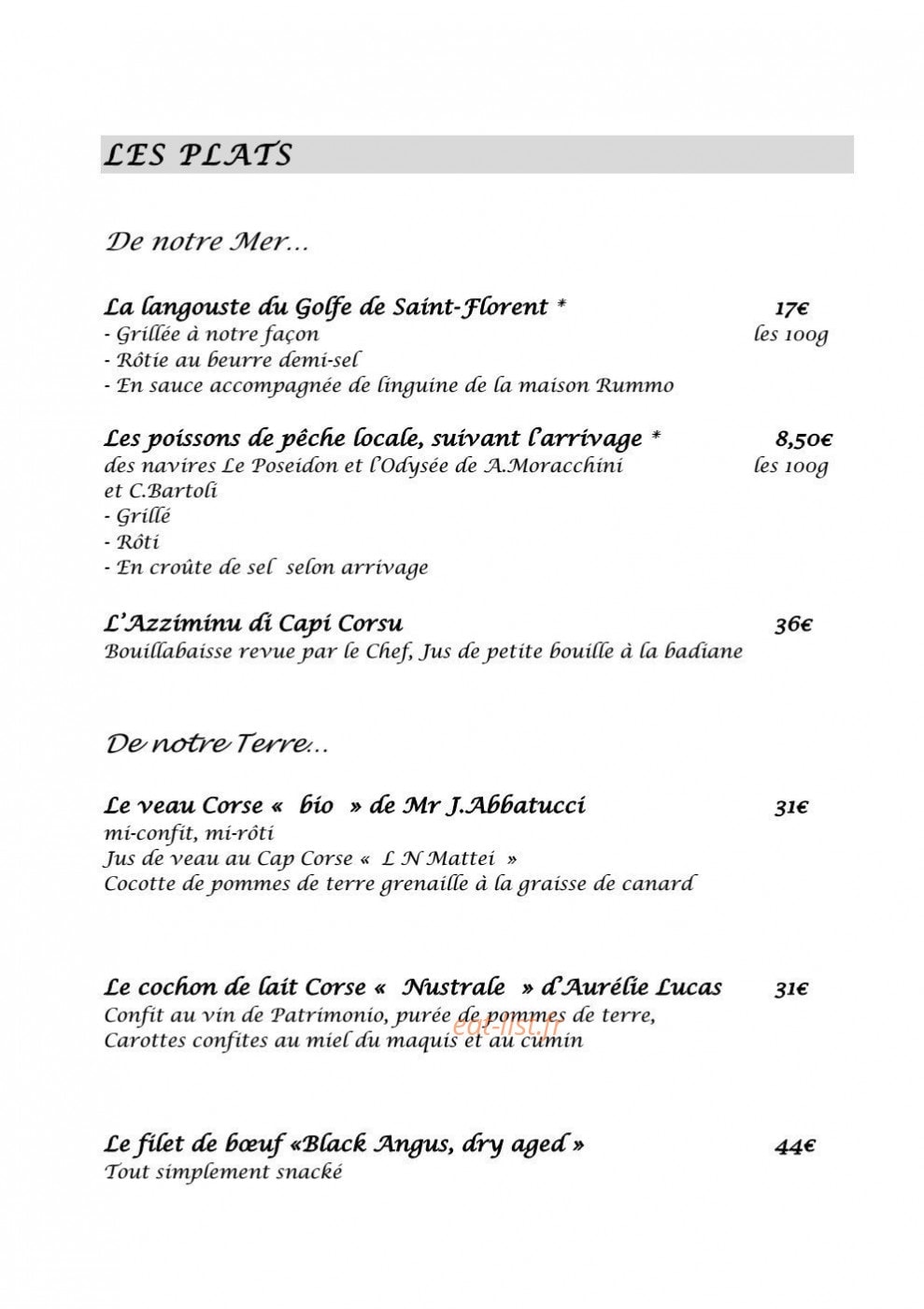 Restaurant La Gaffe — carte page 3