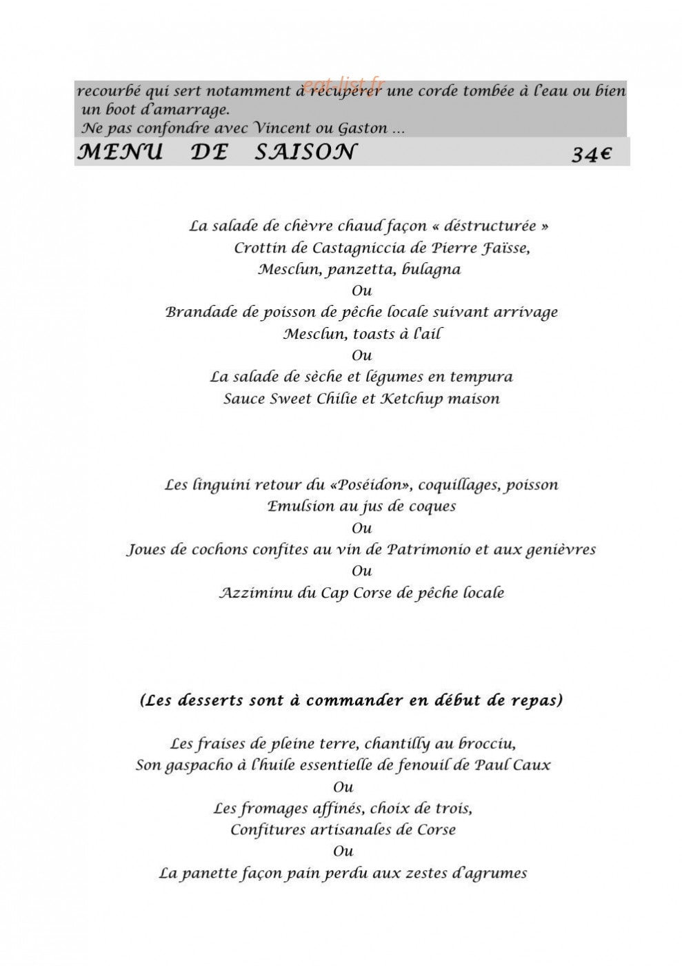 Restaurant La Gaffe — carte page 6