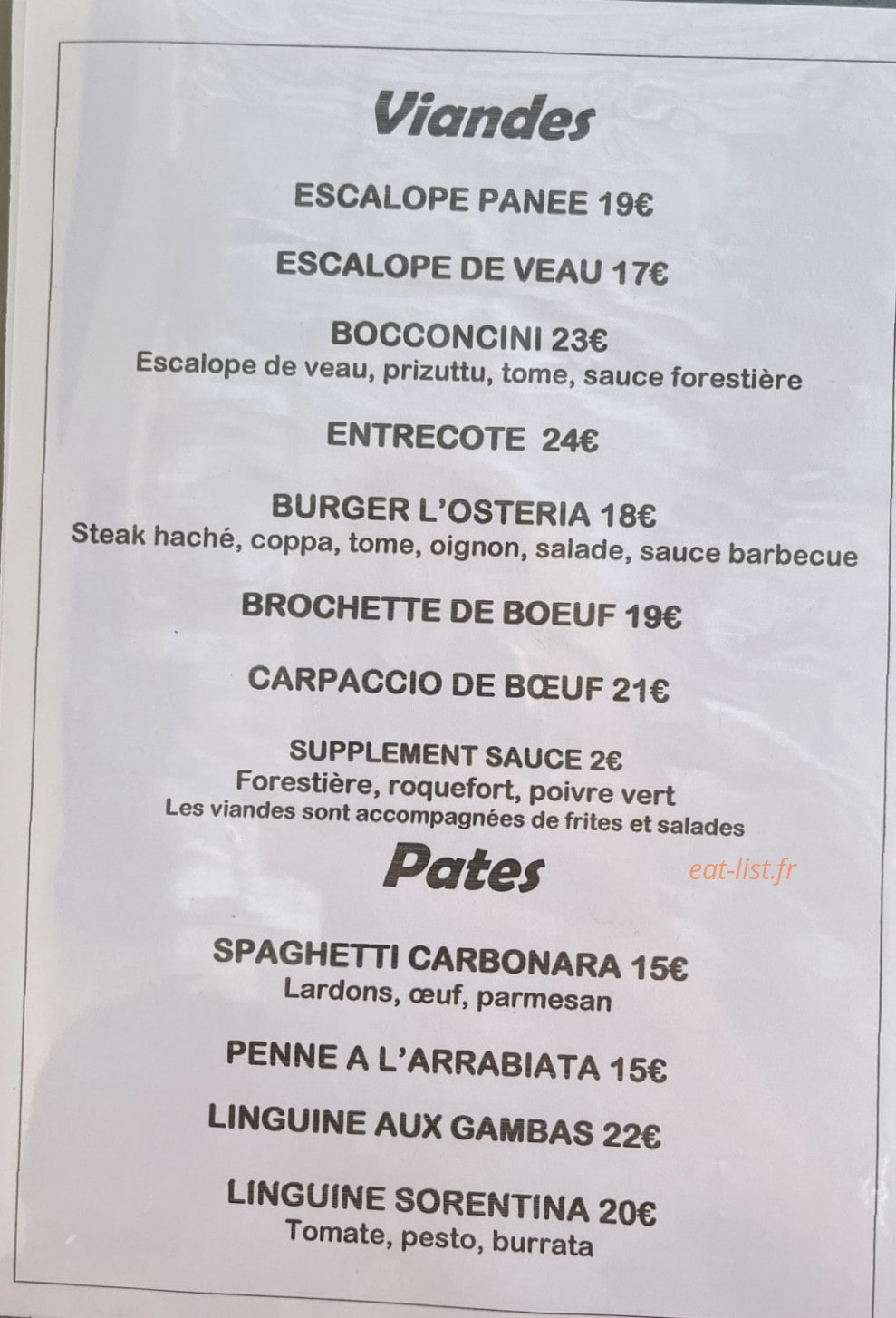 L'Osteria chez Batti — carte page 3