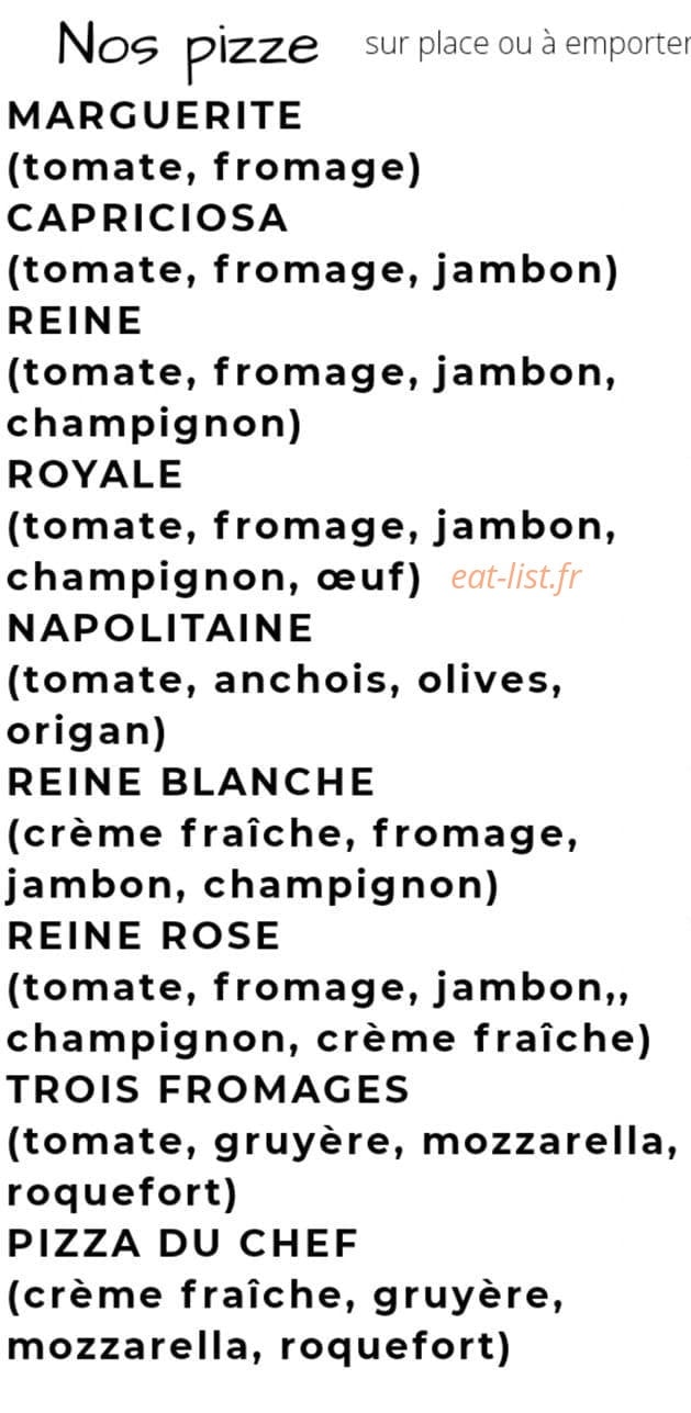 Restaurant Tizarella — carte page 1