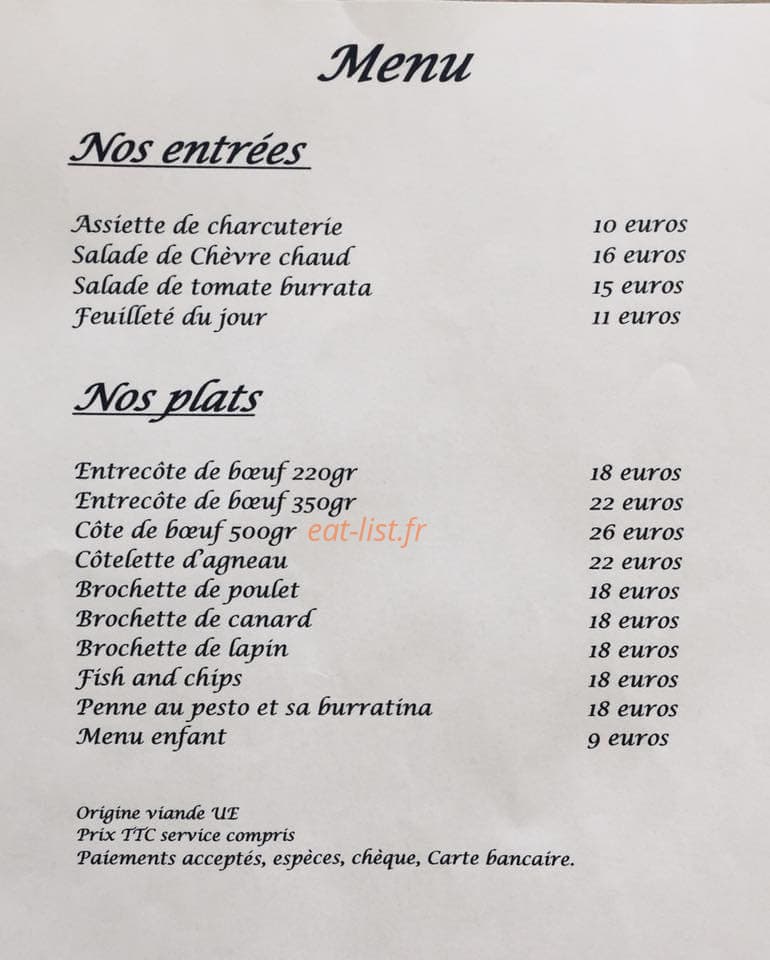 La paillote — carte page 1