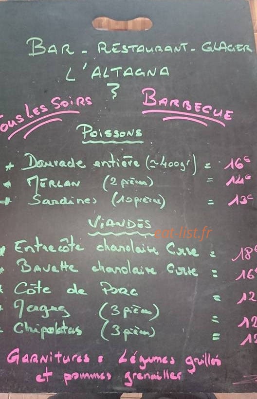 Bar Restaurant L´Altagna — carte page 1