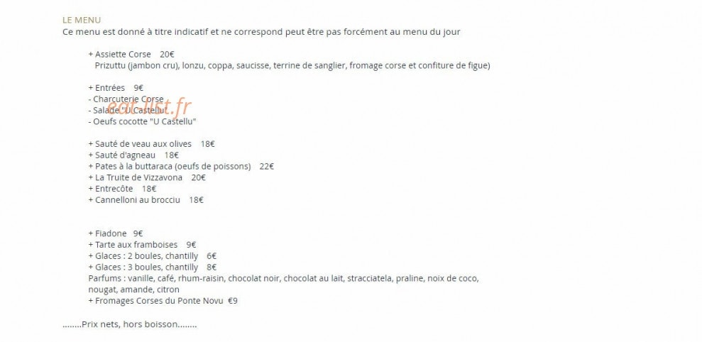 U Castellu — carte page 1
